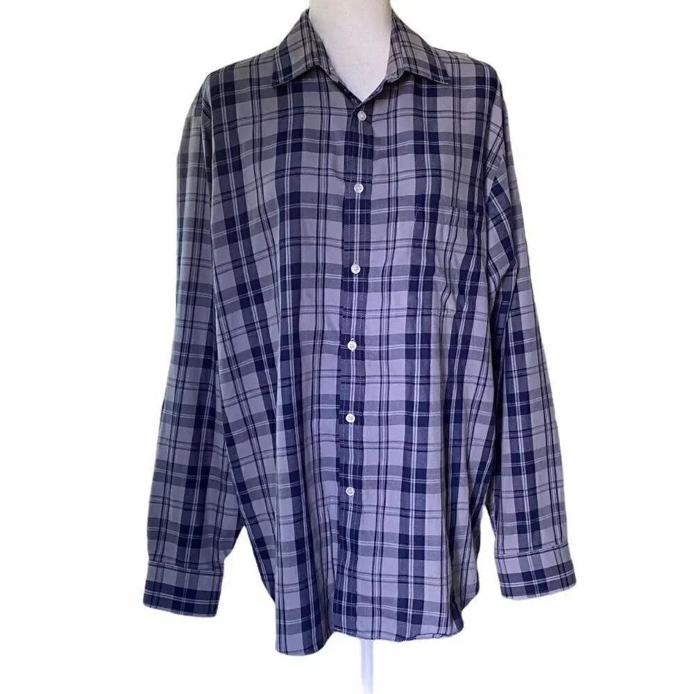 Arrow Wrinkle Free Blue Gray Plaid Shirt